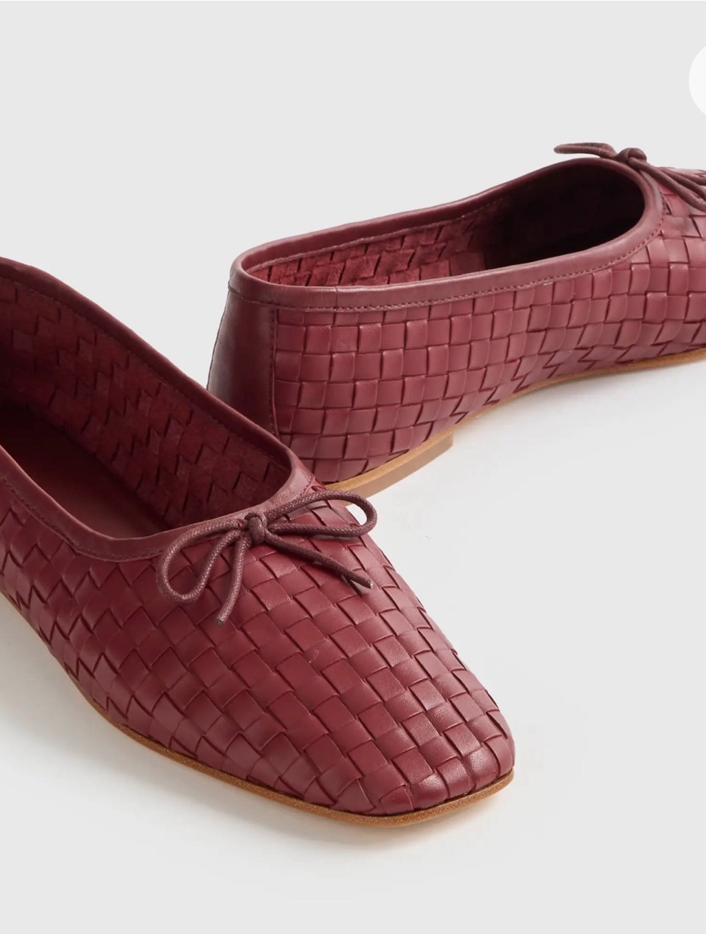 Quince Woven Bow Ballet Flats In Burgundy